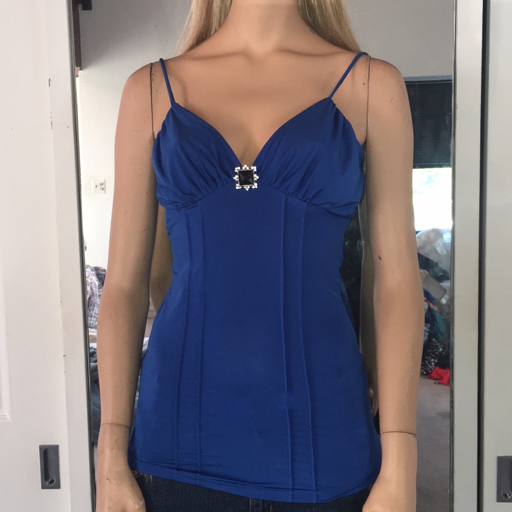 Pretty Royal Blue Camisole With Stone Accent